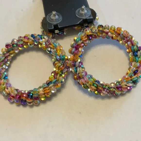 Stella and Dot Colorful Beaded Hoop Earrings and Stud Set - Picture 4 of 5